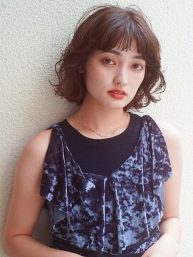 レジュアル(RESSUAL) 黒髪ボブルフネビージュ小顔ヘアワンレン