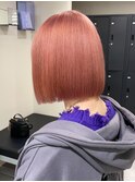 11208髪質改善切りっぱなしボブチェリーレッド