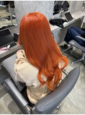 Wカラーで作るビビッドオレンジカラー/シールエクステ60本
