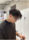 センターパート 波巻きスパイラル