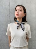 シンプルだけどかわいい♪外はねボブ　シースルーバング