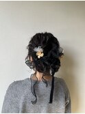 卒業式ヘア　ツインのおだんご