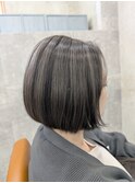 白髪ぼかしハイライト×ショート