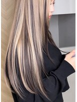 アース 会津若松店(HAIR&MAKE EARTH)&nbsp;グレージュ×ハイライトのロングストレート