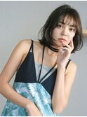 顔まわりレイヤーが可愛いゆるふわボブ