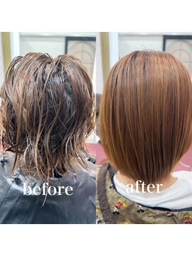 ザトエル 栄(THE TOEL) オリジナル酸性ストレートのビフォーアフター