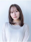 大人かわいい前髪セシルカットココアブラウンフリンジウェーブ