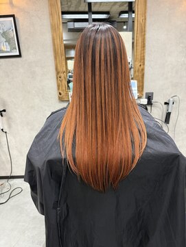 サニー 渋谷(SUNNY) バレイヤージュ、ハイライト、アプリコットオレンジ、レイヤー