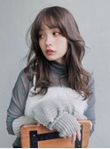 くびれヘアロング顔周りレイヤーオリーブベージュ_F20498