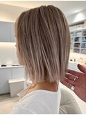 海外風ハイライトバレイヤージュホワイトミルクティーベージュ