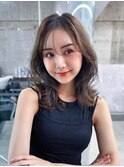 黒髪韓国小顔レイヤーイメチェン暗めオリーブグレークラゲヘアー