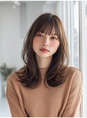ミディアムレイヤー/ハッシュカット/ブラウン/シャギーカット