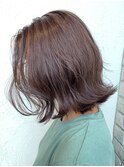 アッシュボブ_オリーブカラーハイライトカラー_ba307611
