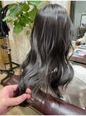 暗髪コントラストハイライトグレージュ
