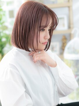 カバーヘア ブリス 戸田公園西口店(COVER HAIR bliss) 大人ベージュピンク小顔切りっぱなしボブa戸田公園20代30代40代