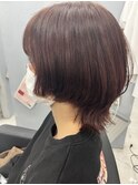 ウルフカット×暖色カラー