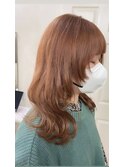 ウルフカット/オレンジベージュ/ロングレイヤー