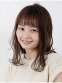 オン眉ナチュラルミディセミロングコスメパーマ
