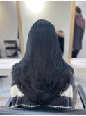 縮毛矯正.レイヤーカット.ブルーブラック.髪質改善. 黒髪