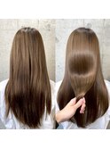 髪質改善トリートメントで叶う美髪ストレート　艶髪　前髪　