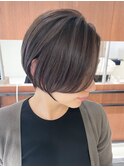 葛西ハイライト白髪ぼかしショートボブ小顔カットレイヤーカット