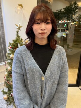 ヘアーアイスカルテット(HAIR ICI QUARTET) ◎20代30代冬カラーカシスレッドレイヤー小顔見せ