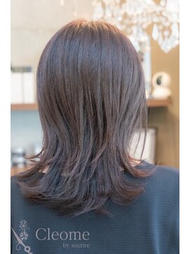 クレオメ 田町店(Cleome) シースルーバング大人ガーリーミディアムレイヤーカット黒髪美髪
