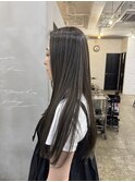 オリーブハイライトカラーで白髪ぼかし