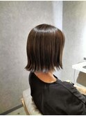 グレージュブラウン切りっぱなしショートボブ【綱島/新綱島】