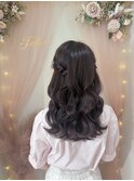 ハーフツインアレンジ ダウンヘアセット イベントへア