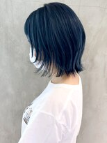 アイティー バイ アルバム 中野店(IT by ALBUM) ブルーカラーボブ_オリーブカラーハイライトカラー_ba305001