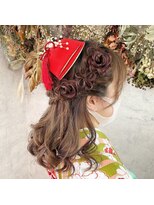 ラカシェット(la-cachette)&nbsp;カラーフラワーハーフアップ