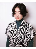 【MAULOA】ほつれウェーブ　黒髪ショート　センターパート