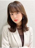 大人かわいい小顔フェザーバングマロンベージュ20代30代吉祥寺