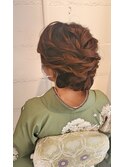 訪問着 編み込み ツイスト シンプル シニヨン ヘアアレンジ