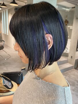 ロリム(RorriM) 前下がりボブ インナーカラー パープル ダブルカラー