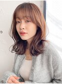 縮毛矯正 くびれヘア レイヤーカット アプリコットオレンジ