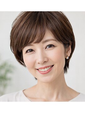 リーフ 焼津店(LeaF) 白髪染めカラーで自然な艶感を出したショートヘア