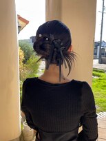 ラポール 蟹江(RAPPORT)&nbsp;【ヘアアレンジ】艶感◎リボンとパールのまとめ髪