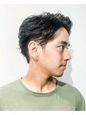 オールバックツイストパーマ七三コンマヘア