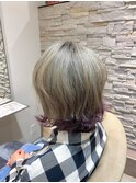 ”ベージュ×裾カラー(ラベンダー)”のオシャレカラー♪