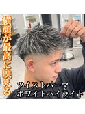 ジェットモヒカン/ホワイトハイライト/ツイストパーマ