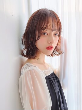 クラン 岡本(Chlan) こなれミディ×セミウェットヘアボブルフ
