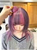 ウルフカット デザインカラー ピンク 横浜 卒業式