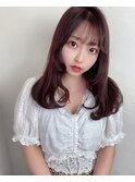 韓国風レイヤー/マロンブラウン/顔周りカット