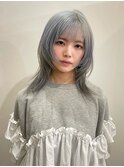 ハッシュカット/ハイトーンホワイトブルーシルバー/ブリーチ