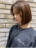 前下がりボブ 切りっぱなしボブ ショートボブ 縮毛矯正 美髪