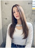 【シアーベージュ×ナチュラルロング】艶感ストレートレイヤー