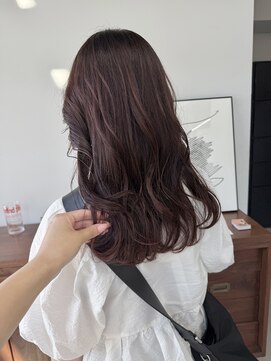 ヘアー アイス 御器所本店(HAIR ICI) ブリーチなしカラーチェリーレッド暖色レイヤーカットロング