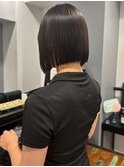 切りっぱなしボブ 髪質改善 艶髪 透明感カラー アッシュ